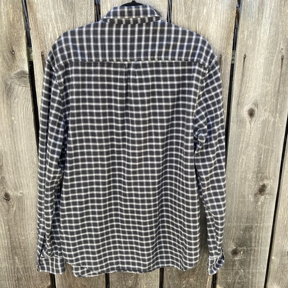 Men's Lucky Brand Black Plaid Flannel XL Button Pockets Logo Classic Slim Fit - Picture 5 of 11